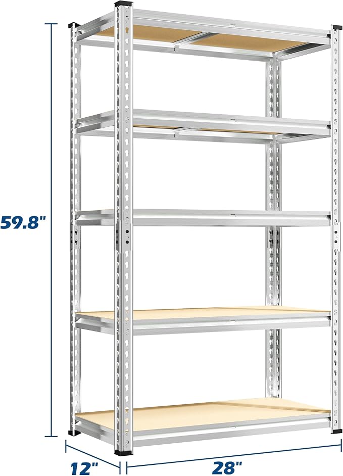 REIBII Storage Shelves, 5-Tier Adjustable Waterproof Storage Rack - Image 3