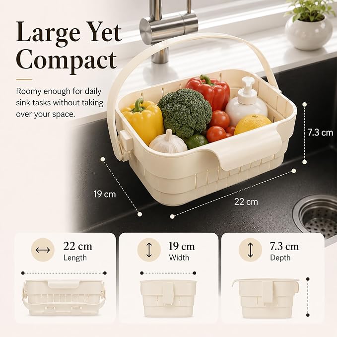 Foldable Hanging Kitchen Sink Drain Basket-Hanging Colander, Space Saving Food - Image 6