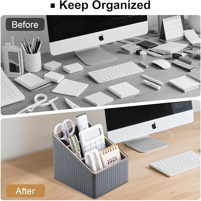KINGFOM 3 Slot PU Leather Remote Controller Holder, Home Sundries Storage Box - Image 7