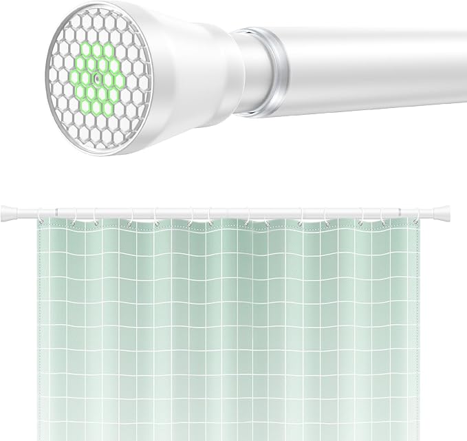 Shower Curtain Rod 45 to 77 Inches White Shower Rod Tension Curtain Rod No by HAOYUNTE