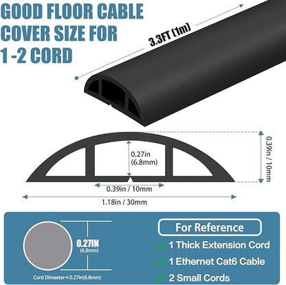 Floor Cord Covers for Wires 3.3FT Cable Hider Wire Cover Self Adhesive Cord - Image 2