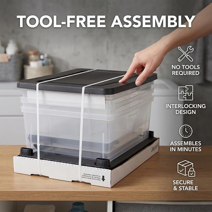 3 Drawer Storage Tower, Wide Plastic Floor Organizer - Image 8