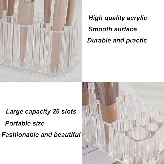 Clear Acrylic Lipstick Organizer Makeup Nail Brush Eyeliner Lip Liner Holder 26 - Image 3