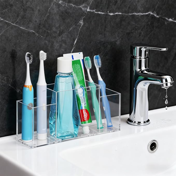 Acrylic Toothbrush Holder for Bathroom Counter, Toothpaste - Image 7
