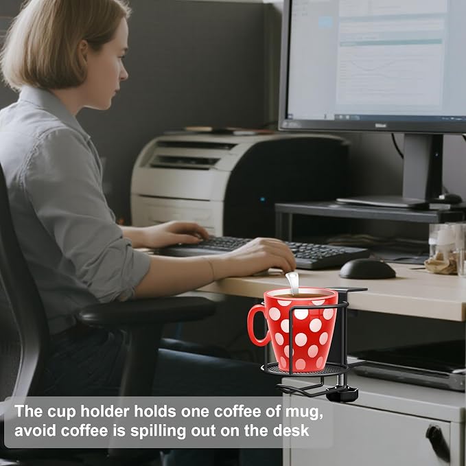 2-in-1 Desk Cup Holder with Headphone Hanger, Anti-Spill Table Water Bottle - Image 4