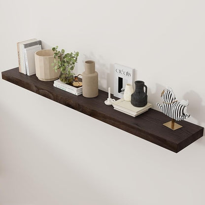 Axeman Floating Shelves for Wall, Rustic Elm Wood 56'' W x 8" D Wall Shelf by Axeman