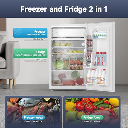 4.3 Cu.Ft Mini Fridge With Freezer, Single Door Mini Fridge w/7 Settings - Image 4