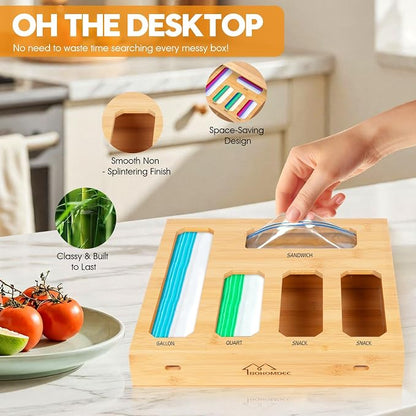 Bamboo Ziplock Bag Organizer for Kitchen Drawer, Food Storage Baggie Holder - Image 7