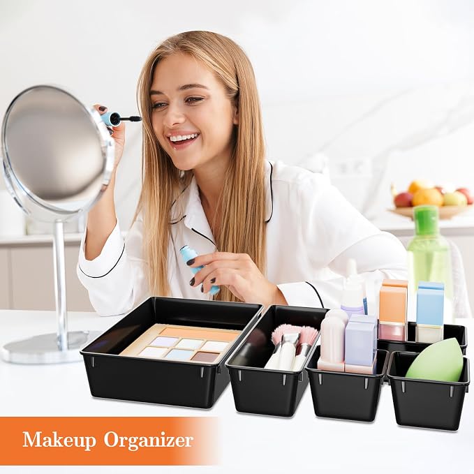 25 PCS Plastic Drawer Organizer Set, 4-Size Versatile Organizer Trays & storage - Image 5