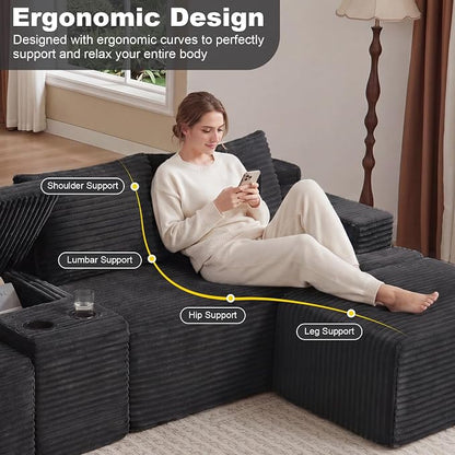 GNIXUU 140.6" Oversized U Shaped Boneless Sectional Couches - Image 8