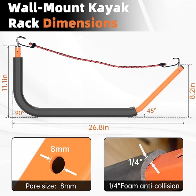 Large Heavy Duty Kayak Wall Mount & Kayak Storage Rack, Garage Hooks - Image 8
