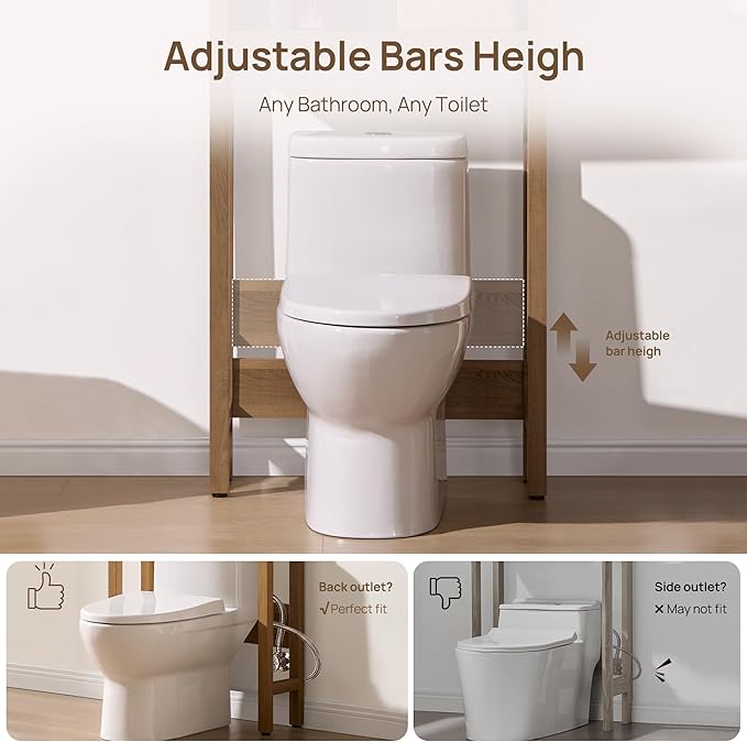 SICOTAS Over the Toilet Storage Cabinet, Rattan Door Bathroom Organizer | - Image 4