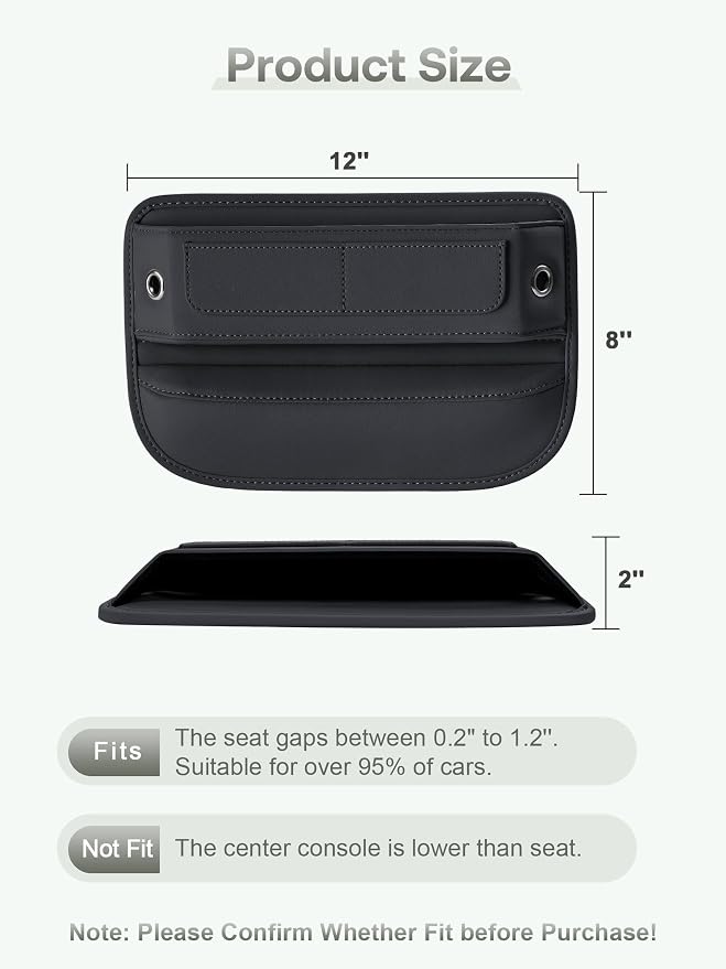 Universal Fit Premium Leather Car Seat Gap Filler Organizer, Center Console - Image 6