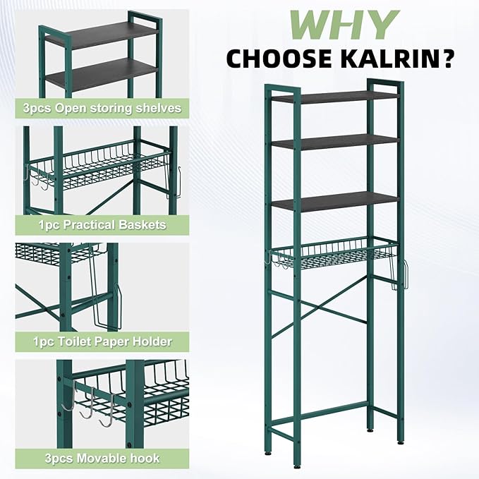 Kalrin Over-The-Toilet Storage Rack, 4-Tier Bathroom Organizer Shelf Over Toilet - Image 6