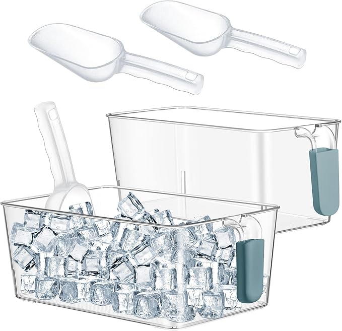 Havawish Ice Storage Bin and Flexible Scoop Set Plastic Freezer Bin by Havawish