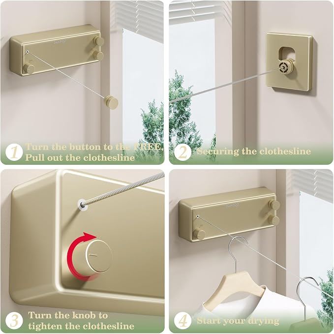 Danpro Retractable Clothesline, 2x13.8ft Designer Drying Line - Image 6