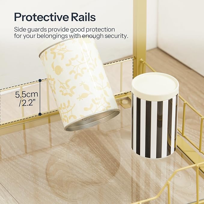 HOOBRO Gold Glass Shelf Stand, 4 Tier Standing Shelf Unit, Bathroom Organizer - Image 8