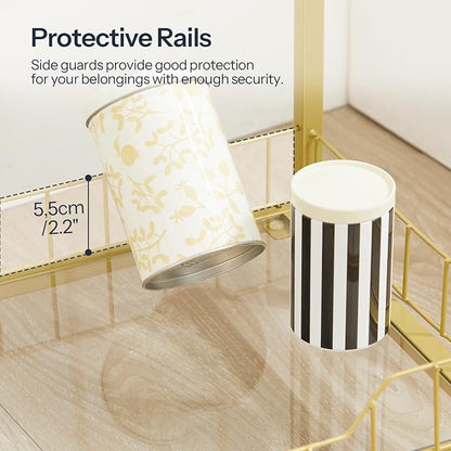 HOOBRO Gold Glass Shelf Stand, 4 Tier Standing Shelf Unit, Bathroom Organizer - Image 8