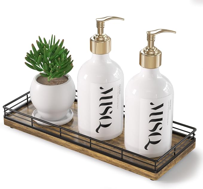 Rustic Bathroom Toilet Tank Tray, 11.2" Wood Toilet Paper Storage Basket Back by Focusonit