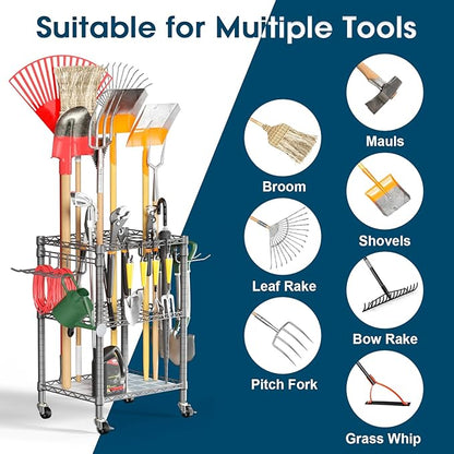 T1 Garden Tool Organizer（with Lockable Wheels） Heavy Duty Garage Tool Storage - Image 6