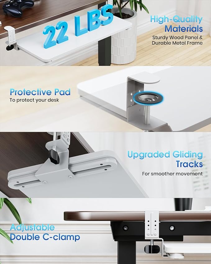 Large Keyboard Tray Under Desk, Pull Out Keyboard & Mouse Tray - Image 3