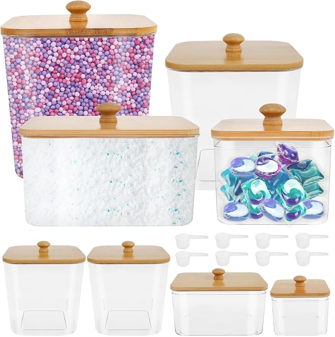8 Pack Laundry Pods Container Set, Dryer Sheet Holder, Wide-Mouth Acrylic by Unknown