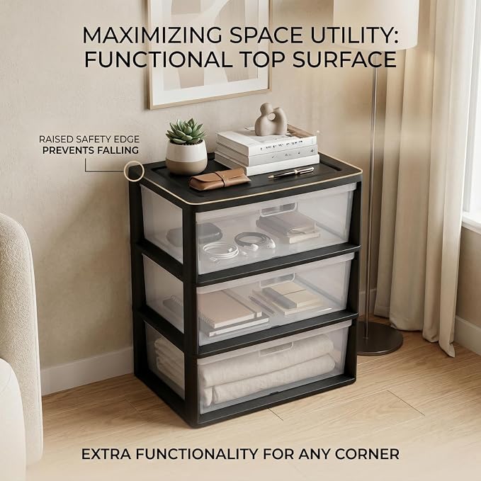 Wide 3-Drawer Storage Organizer Tower - Image 6