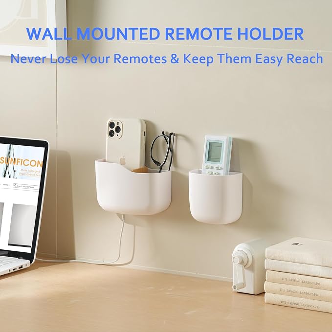 SUNFICON Wall Mount Remote Holder TV FAN Remote Control Holder Bedside Caddy - Image 3