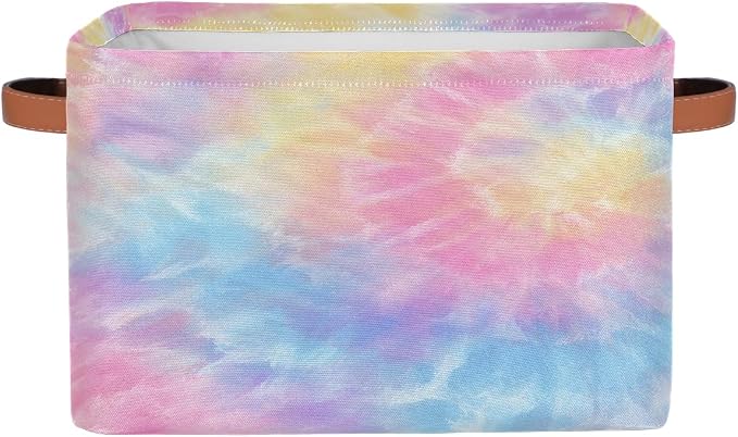 Pardick Tie Dye Pink Cute Basket Storage Bins Large Fabric Toys Storage Cube Box by Pardick