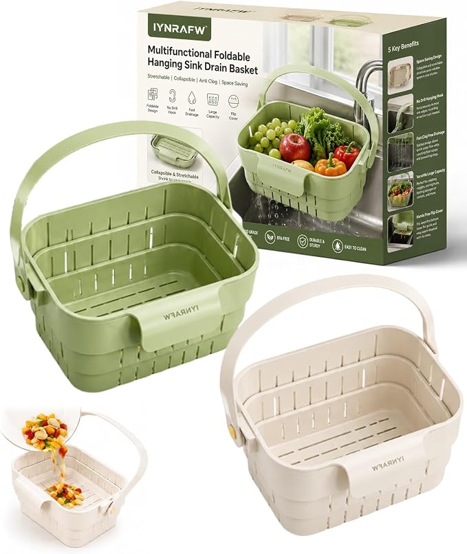 Multifunctional Foldable Hanging Sink Drain Basket Plastic Stretchable Kitchen by Unknown