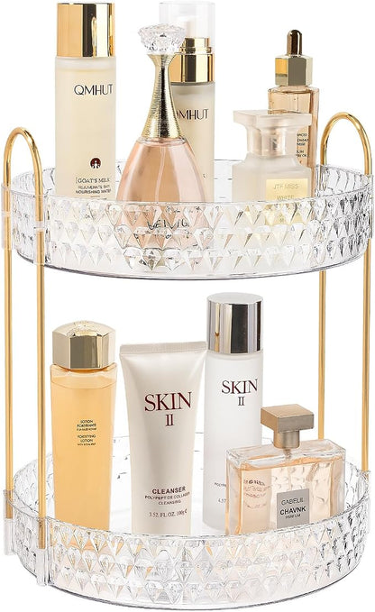 Rotating Makeup Organizer for Vanity, 2 Tier Perfume Skincare Storage for Women by Anyoifax