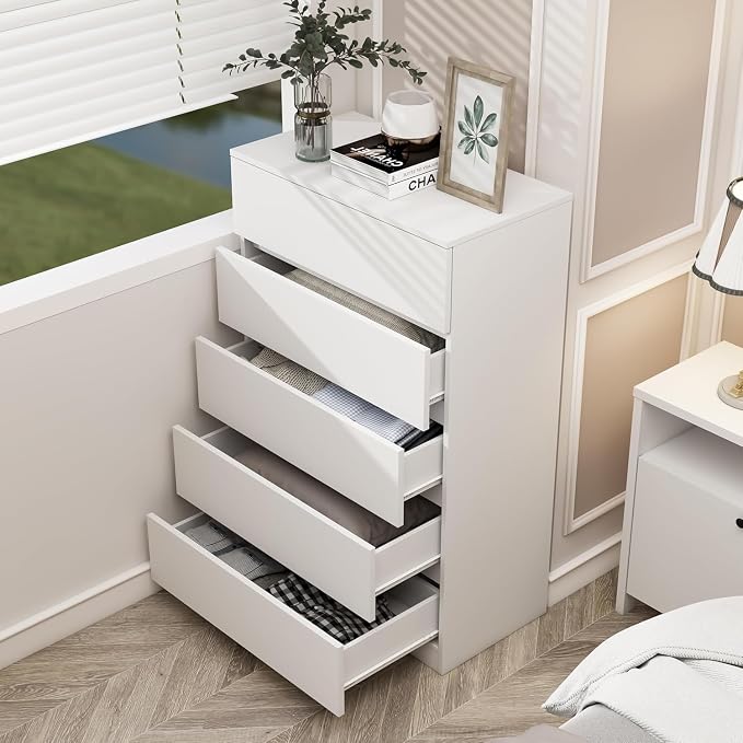 furtble 5 Drawer Dresser, Modern 43.6" Tall Dressers Chests of Drawers Clothing - Image 4