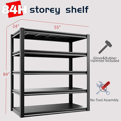 5-Tier 55" W x 24" D x 84" H Garage Shelving 5000LBS Storage Shelves Heavy Duty - Image 3