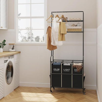 Laundry Sorter 3 Section, Laundry Hamper Cart - Image 7