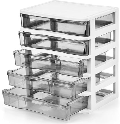 DEAYOU 5 Drawer Desktop Storage Bin Unit, Small Plastic Organizer, Mini by DEAYOU