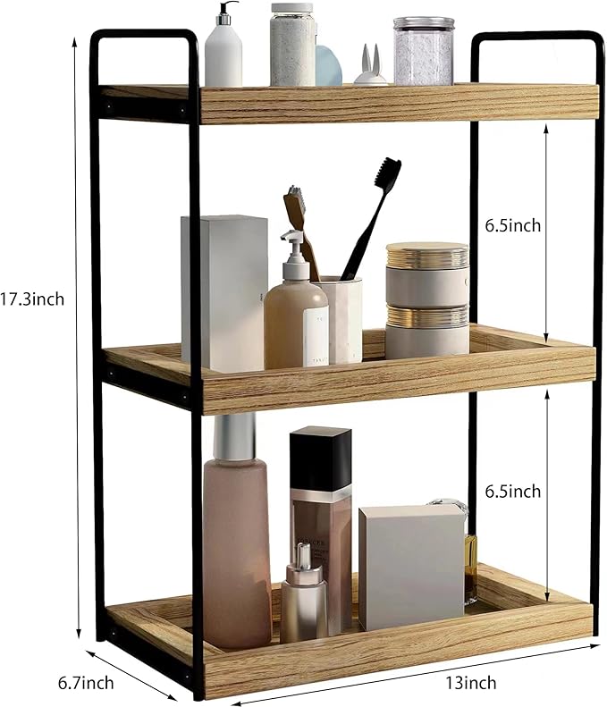 Dorhors Bathroom Counter Organizer, Countertop Tray Storage Shelf | 3 Tier - Image 3