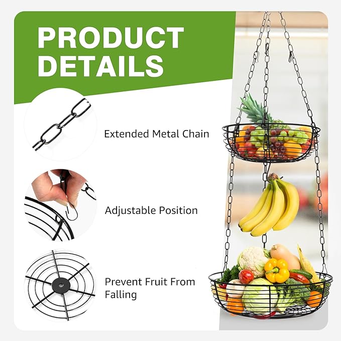 HULISEN 3-Tier Hanging Fruit Basket - Image 5
