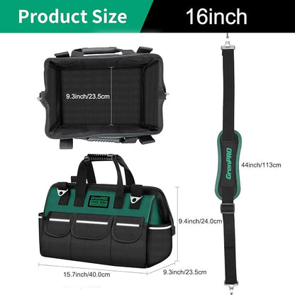GrenPRO Heavy Duty Tool Bag for Men, 16 Inch Wide Mouth Tool Bags Organizer - Image 3