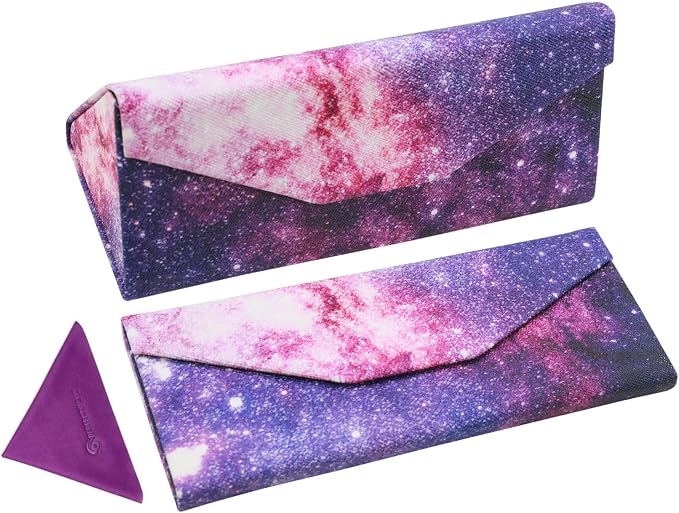 Foldable Glasses Case, Magnetic PU Leahter Sunglasses Case, Cute Hard Shell by FLYINGMAGE