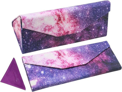 Foldable Glasses Case, Magnetic PU Leahter Sunglasses Case, Cute Hard Shell by FLYINGMAGE