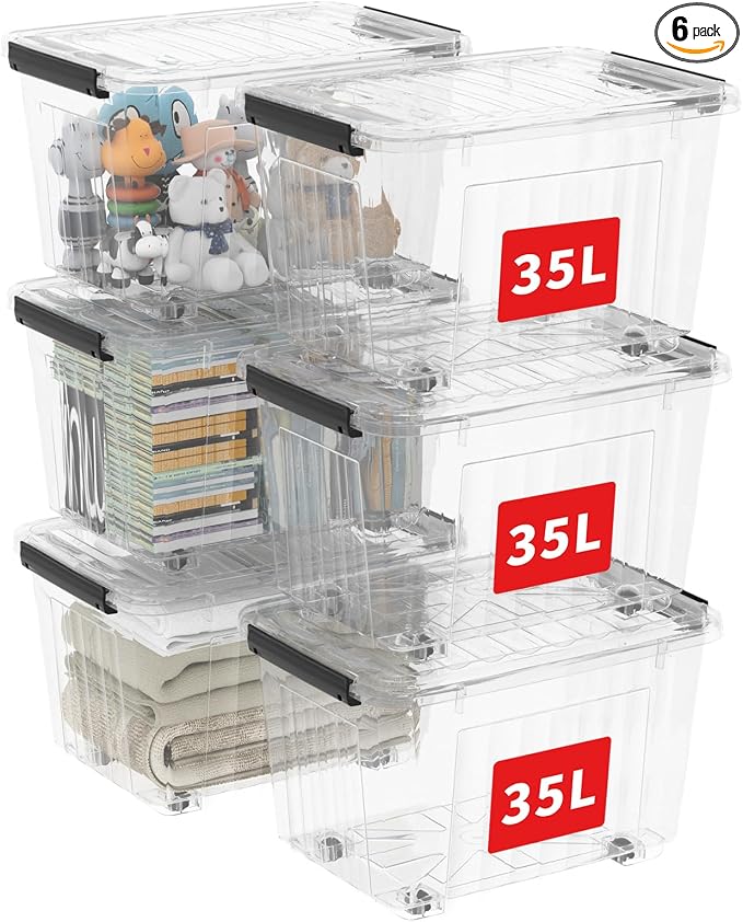 Cetomo 40Qt*6 Plastic Storage Bins, Storage Box, 6 Pack, Organizing Container by Cetomo