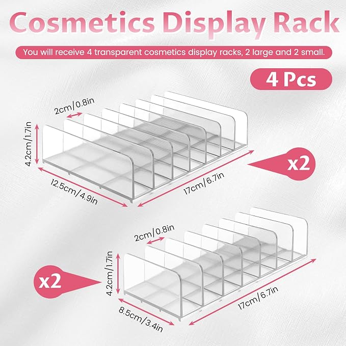 Diakey 4 Pack Eyeshadow Palette Makeup Organizer, 7-Section Acrylic Cosmetic - Image 2