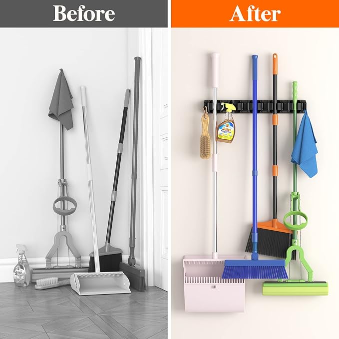 Lifewit Mop and Broom Holder Wall Mount, Anti-Slip Broom Hanger - Image 5