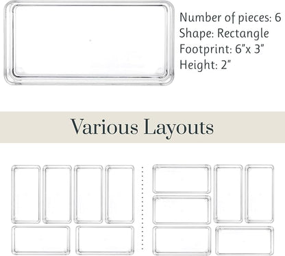 STORi SimpleSort 6-Piece Stackable Clear Drawer Organizer Set | 6" x 3" x 2" - Image 5