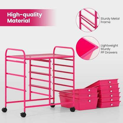 Giantex 9 Drawers Rolling Cart, Classroom Organizers, Storage Cart - Image 7