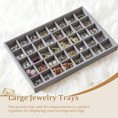 Large Jewelry Organizer for Drawer Insert Velvet Stackable Jewelry Trays for - Image 4