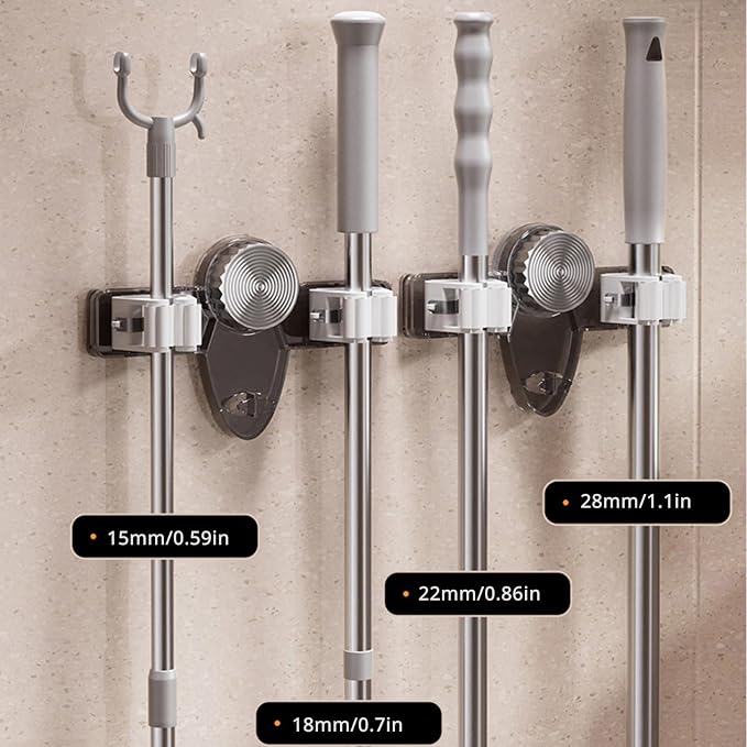 Broom Holder Mop Hanger Suction Cup Adjustable Organizers Space Saving - Image 7