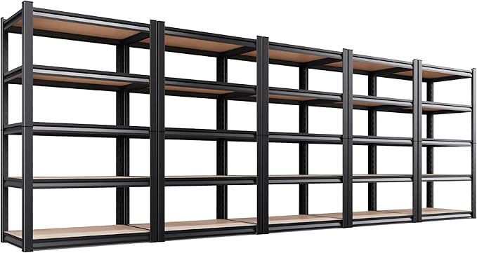 Set of 5 Garage Shelving Heavy Duty Storage Shelves, Metal Adjustable Shelving by AOAORGG