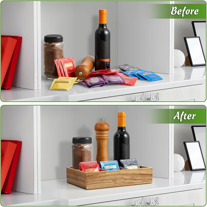DRASTAR Tea Bag Organizer, Acacia Wooden Tea Bag Holder, Tea Storage Containers - Image 4