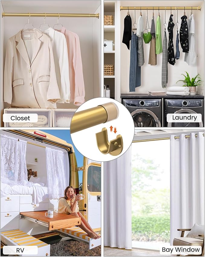 Supforce Closet Rods for Hanging Clothes, 17 to 84 Inches Stepless Adjustable - Image 6